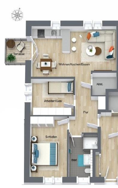Helle 3-Zimmer-Wohnung mit Terrasse in ruhiger Lage – Neubaugebiet in Großenmeer/Ovelgönne – Löwenzahnweg, 26939 Ovelgönne(Großenmeer) – Vorschaubild 14