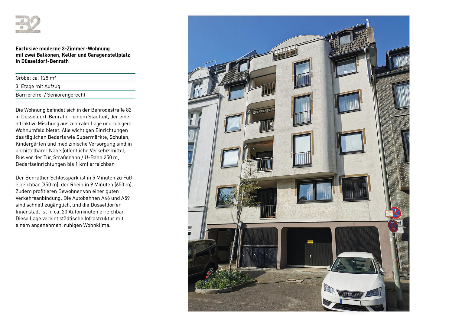 Moderne 3-Zimmer-Wohnung mit zwei Balkonen, Keller und Garagenstellplatz in Düsseldorf-Benrath – 40597 Düsseldorf Benrath(Benrath) – Vorschaubild 2