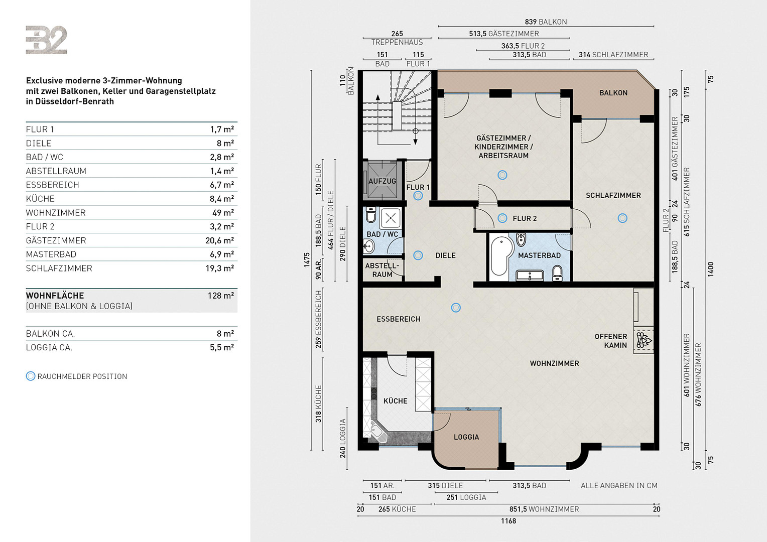 Moderne 3-Zimmer-Wohnung mit zwei Balkonen, Keller und Garagenstellplatz in Düsseldorf-Benrath – 40597 Düsseldorf Benrath(Benrath) – Vorschaubild 6