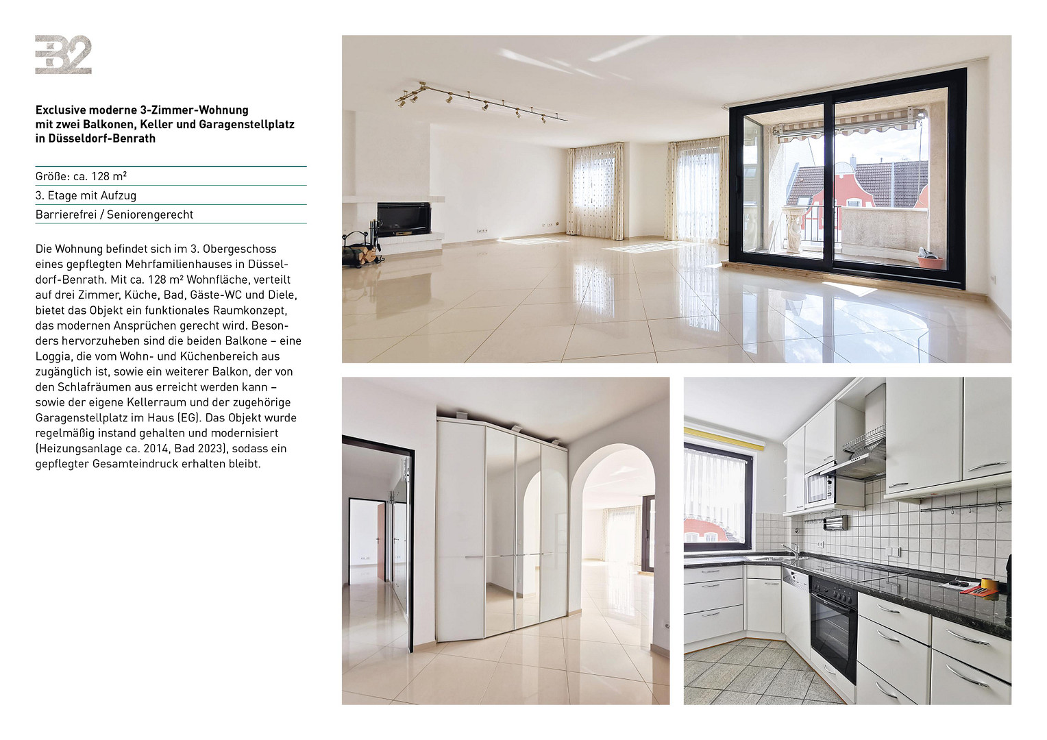 Moderne 3-Zimmer-Wohnung mit zwei Balkonen, Keller und Garagenstellplatz in Düsseldorf-Benrath – 40597 Düsseldorf Benrath(Benrath) – Vorschaubild 3