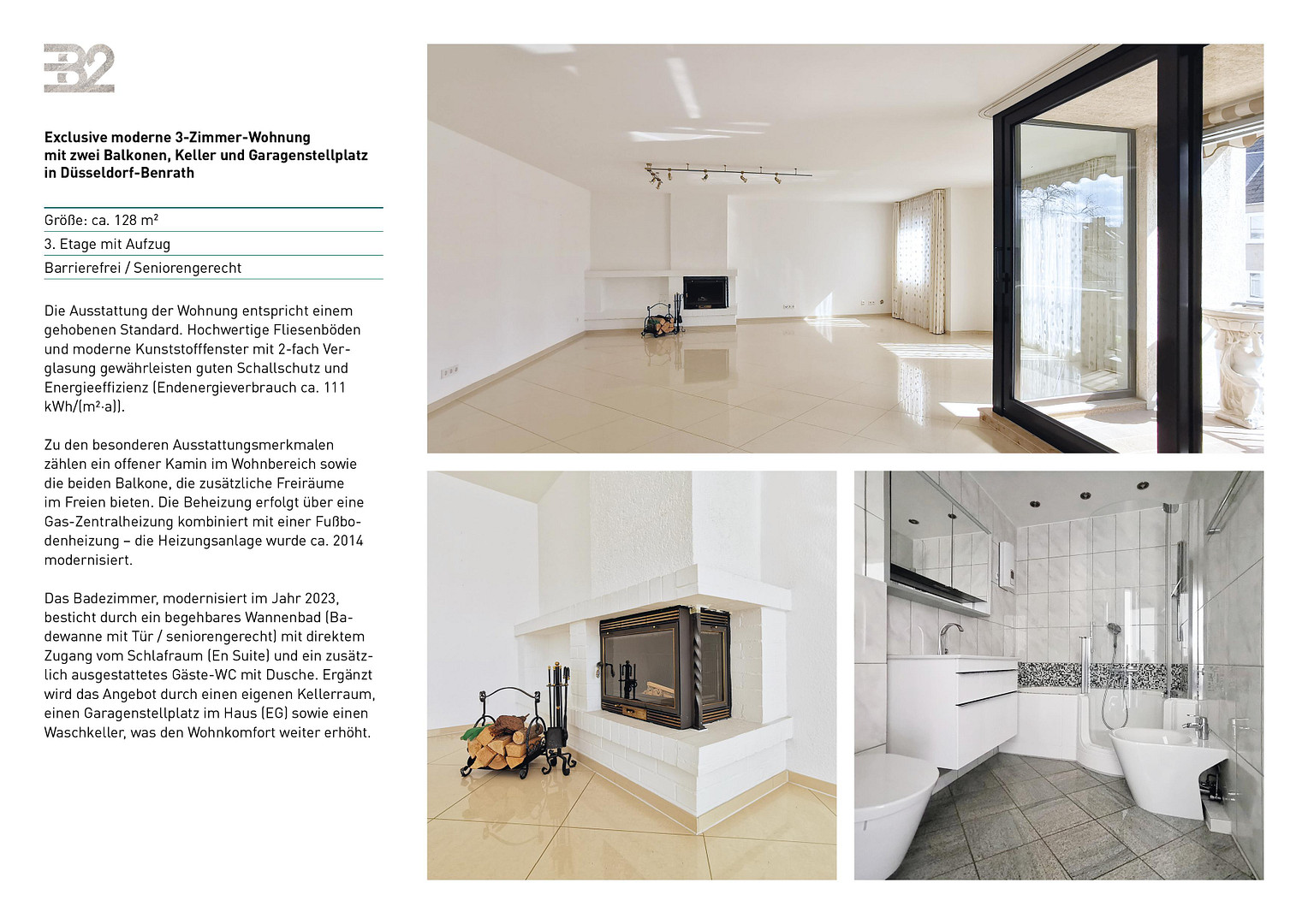 Moderne 3-Zimmer-Wohnung mit zwei Balkonen, Keller und Garagenstellplatz in Düsseldorf-Benrath – 40597 Düsseldorf Benrath(Benrath) – Vorschaubild 4