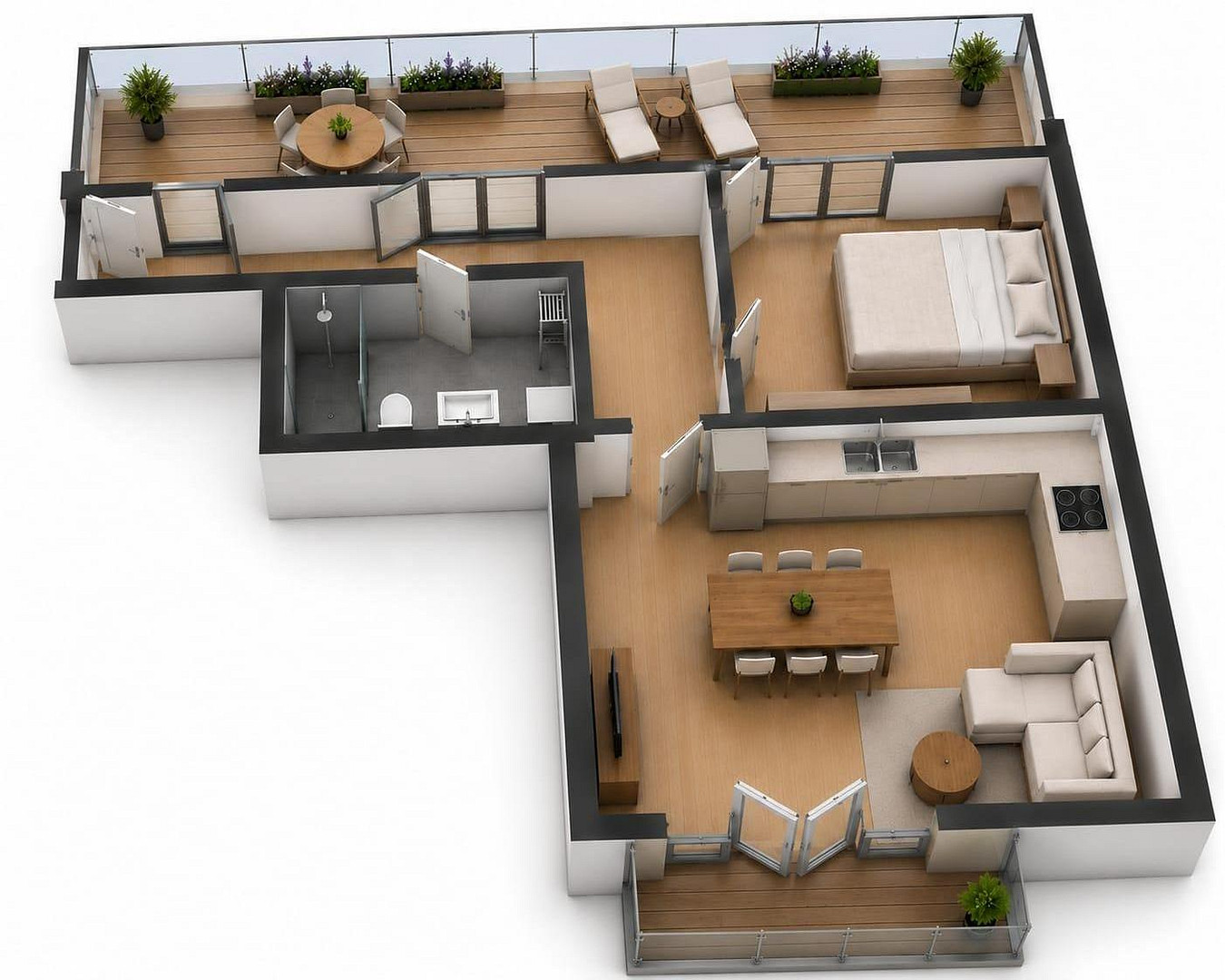 Penthouse-Neubau Wohnung: 2 Zimmer, Dachterrasse u. Balkon; 84,5m² inkl. anteilige Außenflächen – Rembrandtstr. 32, 42719 Solingen – Vorschaubild 3