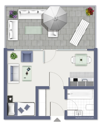 Vollmöblierte 1-Zimmer-Wohnung mit großer Dachterasse – Münsterstrasse 161, 40476 Düsseldorf(Derendorf) – Vorschaubild 15