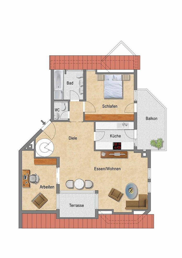 Tolle Lage: Hochwertige 3,5-Zimmer-DG-Galeriewohnung mit 2 Balkonen, 2 Bädern, TG und guter Rendite – 70619 Stuttgart(Riedenberg) – Vorschaubild 17