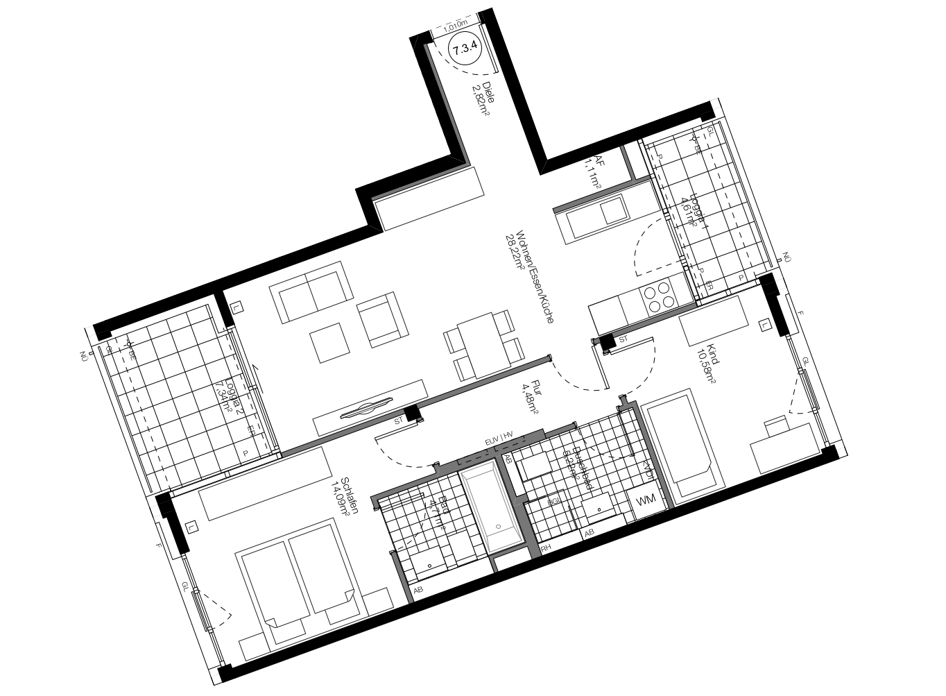 Provisionsfrei -  3 Zimmer 2 Loggien Nähe Schlosspark – Angela-Molitoirs-Platz, 81245 München(Obermenzing) – Vorschaubild 4