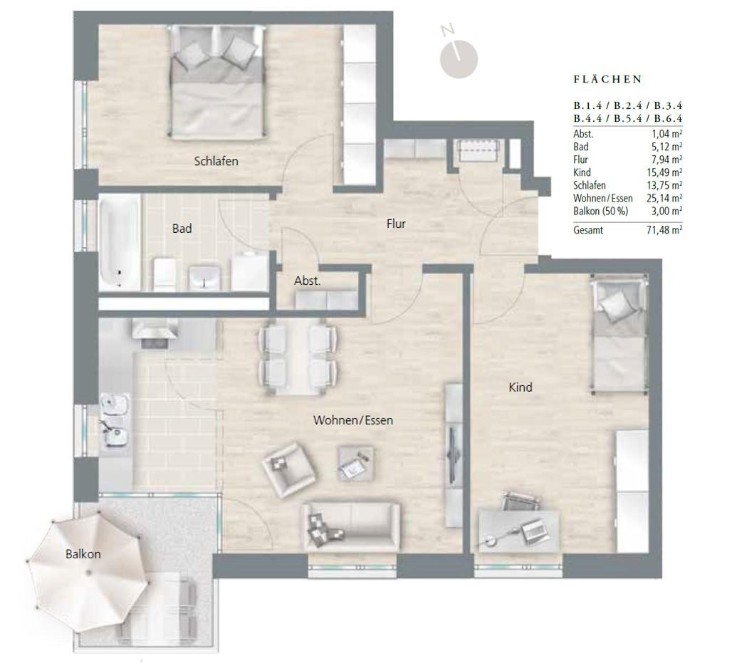 PROVISIONSFREI: Moderne 3-Zimmer-Wohnung mit Balkon im Candis-Viertel – Georg-Aichinger-Straße 8, 93055 Regensburg(Ostenviertel) – Vorschaubild 15