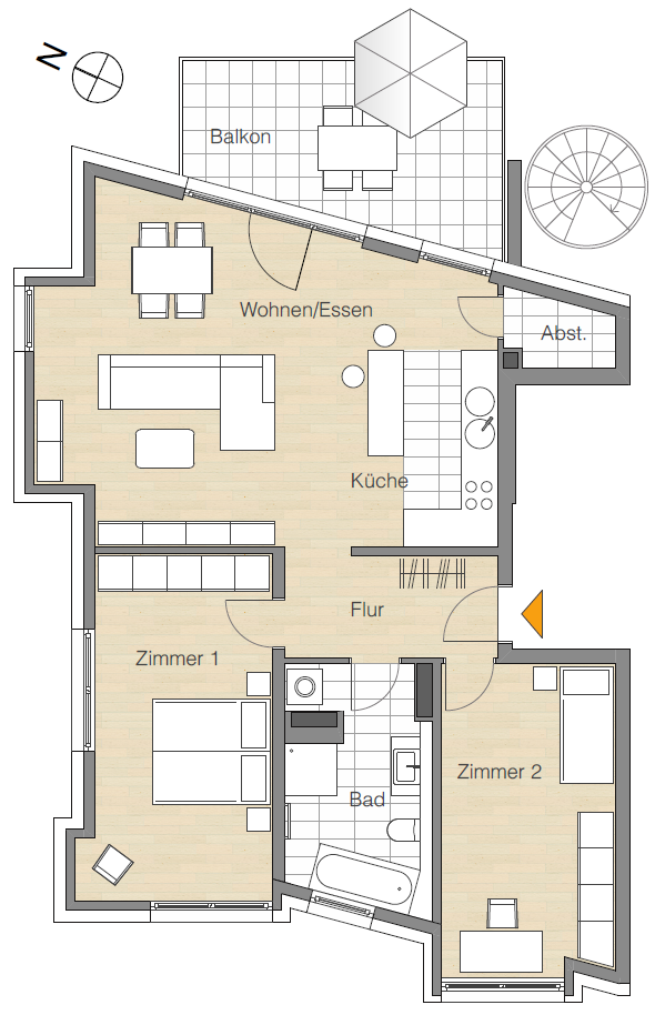 Moderne 3,5 Zimmer Wohnung in Stuttgart-West mit Balkon, Einbauküche, Aufzug, Tiefgarage, Wallbox – Ludwigstr. 45, 70176 Stuttgart(West) – Vorschaubild 12