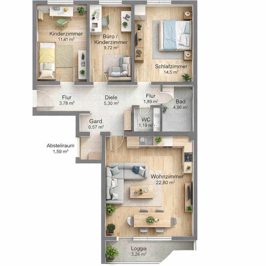 Energieeffiziente 3–4-Zimmer-Wohnung – modern saniert & gut geschnitten – Klausstraße 49A, 86167 Augsburg(Lechhausen) – Vorschaubild 11