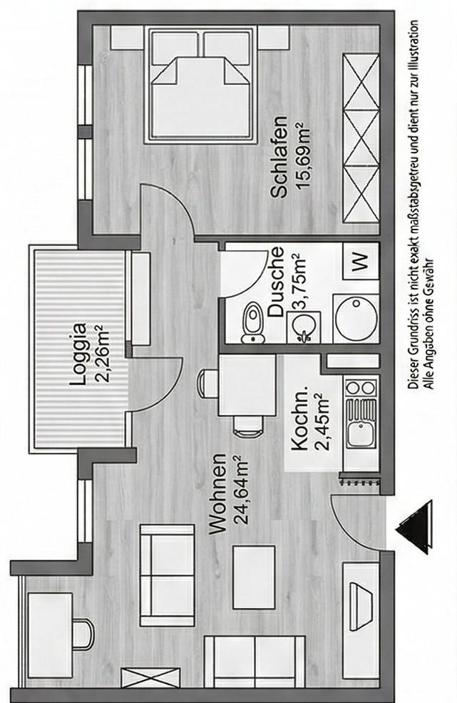 Einziehen & Losleben: Frisch renovierte 2-Zimmer-Wohnung mit Tiefgarage in KA-Oberreut – Woerishofferstraße 12, 76189 Karlsruhe(Oberreut) – Vorschaubild 5