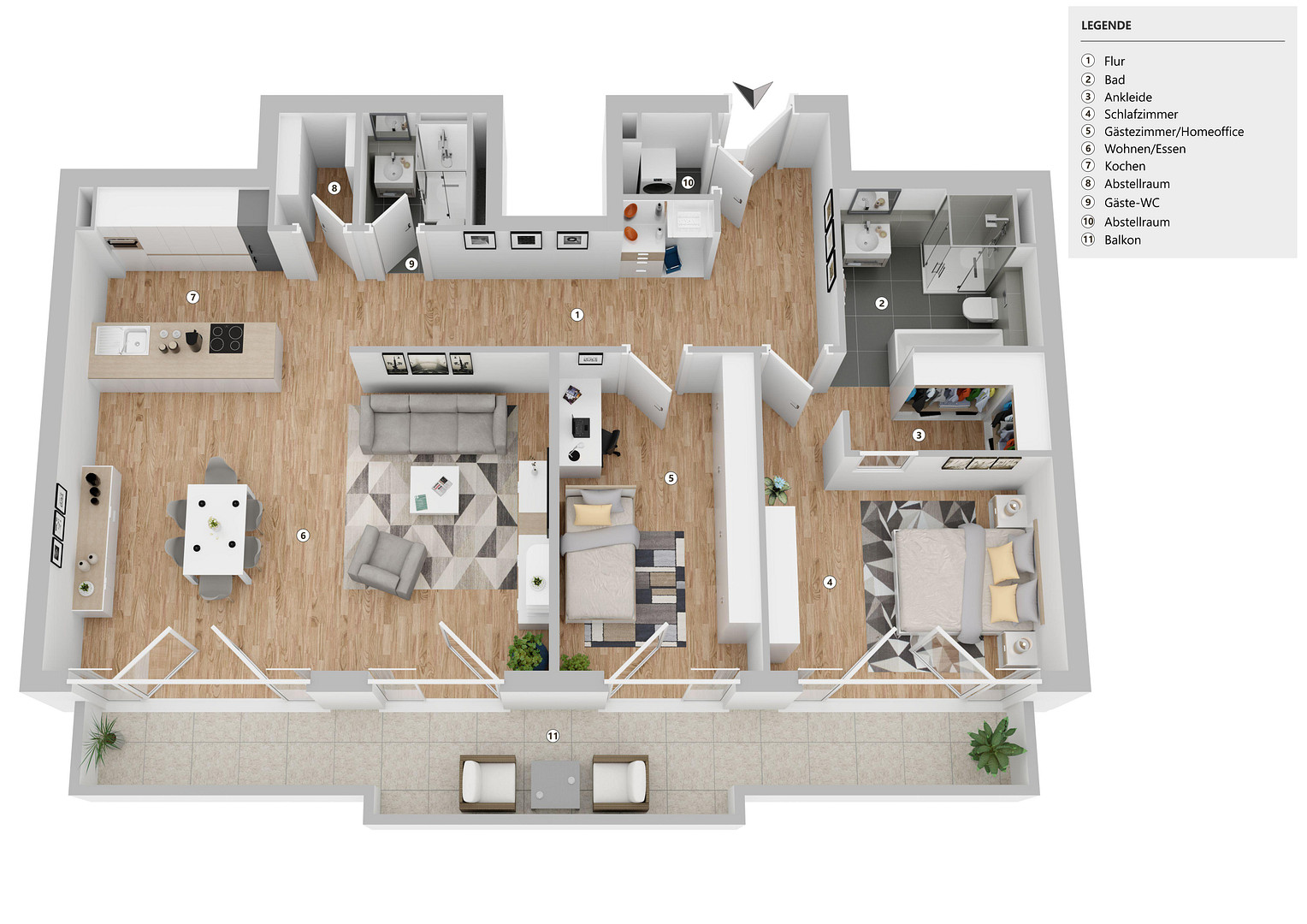 Exklusives Raumkonzept: En-suite Bad, Ankleidezimmer & großer Süd-Balkon in sonnigem Smart Home – Hamburg(Stellingen) – Vorschaubild 7