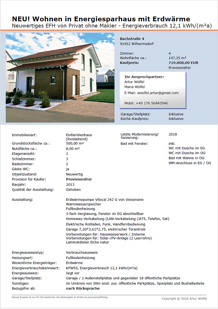 PROVISIONSFREI: Freistehendes Einfamilienhaus mit Erdwärme A+ Energieverbrauch 12,1 kWh/(m²a) – Wilhermsdorf – Vorschaubild 28