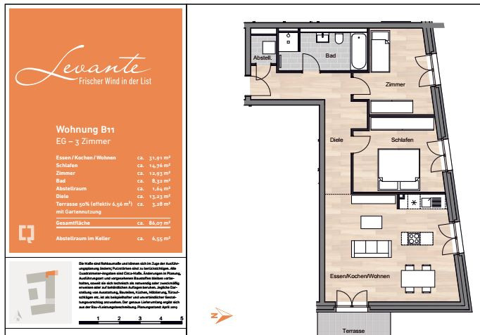 exklusive neuwertige 3 Zimmer Wohnung im Constantin Quartier in der List mit Tiefgaragenstellplatz – Gerrit-Engelke-Straße 27, 30177 Hannover(List) – Vorschaubild 10