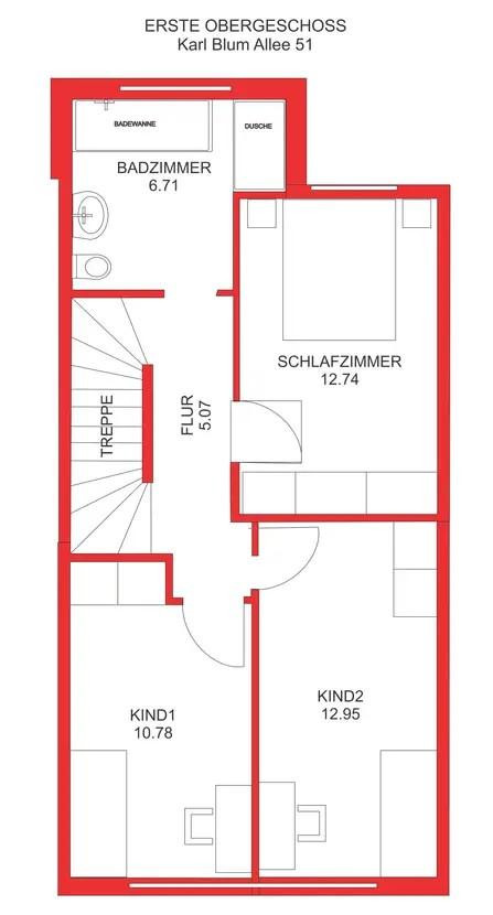 Neuwertiges 6-Zimmer-Reihenhaus mit Einbauküche in Frankfurt – Karl-Blum-Allee 51, 24943 Frankfurt(Höchst) – Vorschaubild 23