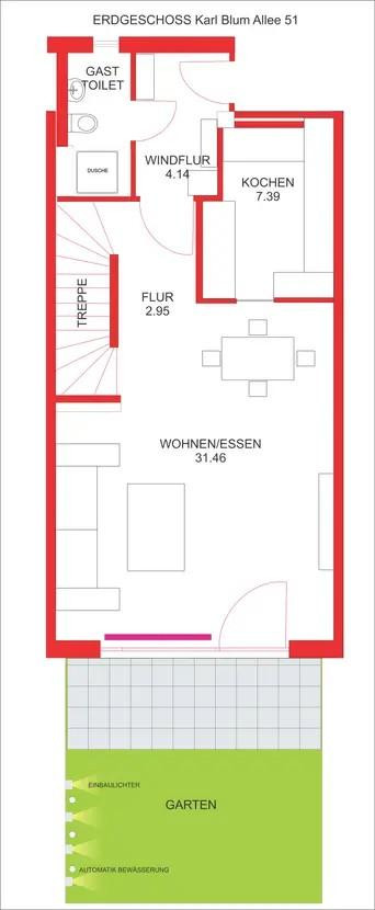 Neuwertiges 6-Zimmer-Reihenhaus mit Einbauküche in Frankfurt – Karl-Blum-Allee 51, 24943 Frankfurt(Höchst) – Vorschaubild 22