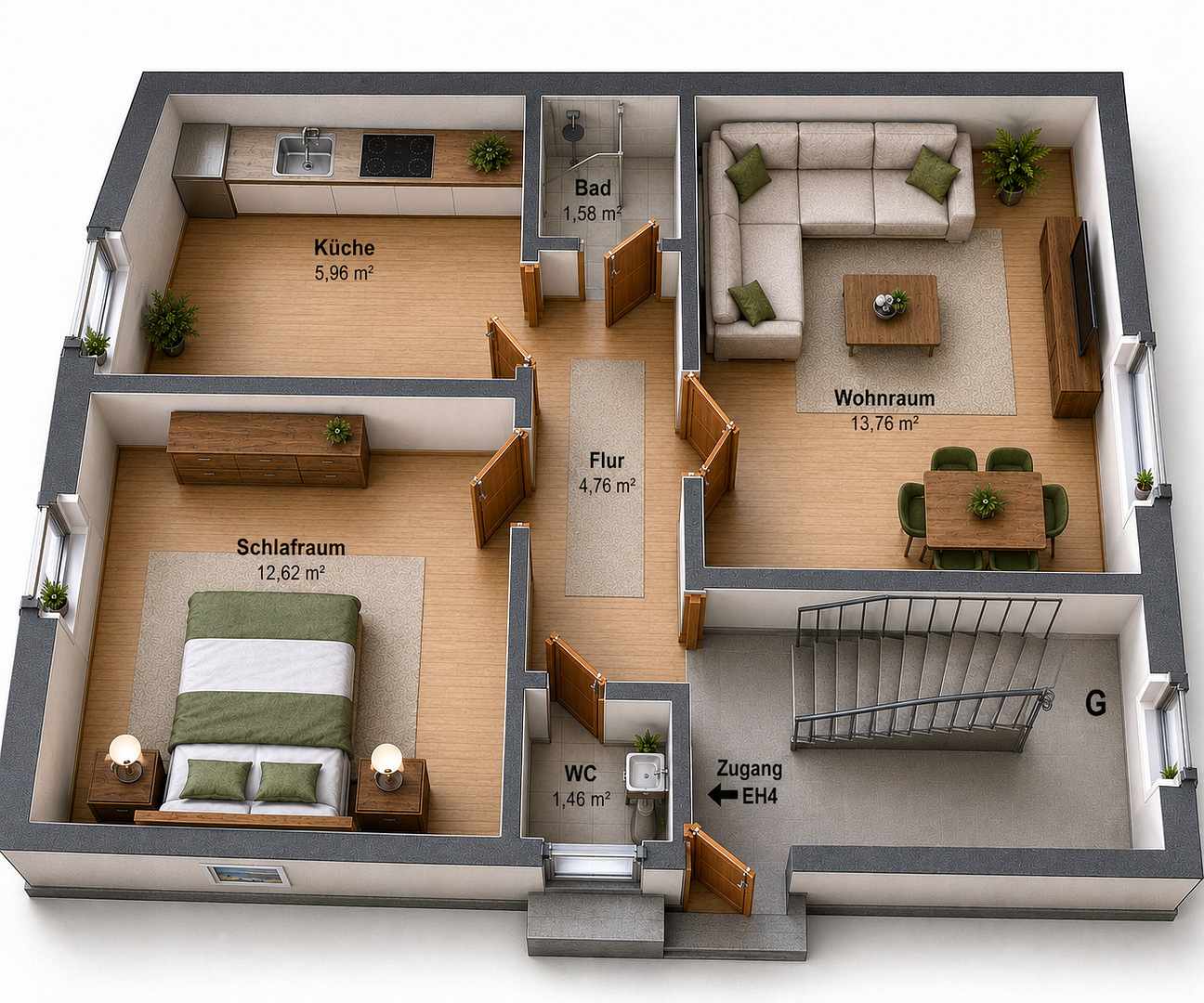 Schöne Wohnung mit ca. 45 qm Wohnfläche in ruhigem 4-Parteienhau – Bödikerstraße 63, 41238 Mönchengladbach(Rheydt) – Vorschaubild 6