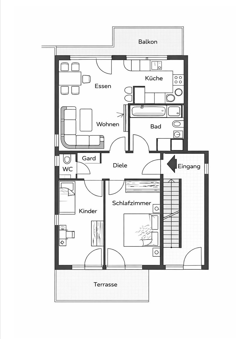 Attraktive 3-Zimmer Wohnung in ruhiger Aussichtslage von Stuttgart – Stuttgart(Untertürkheim) – Vorschaubild 13