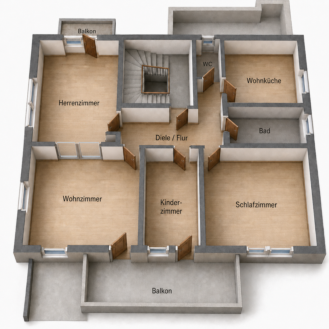 Großzügige 4-Zimmer-Erdgeschosswohnung mit zwei Balkonen, zwei Bädern und Altbauflair – Stuttgart(Bad Cannstatt) – Vorschaubild 9