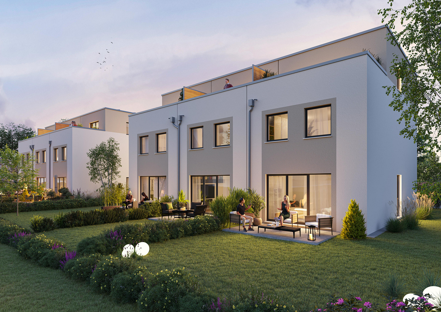 Neubau KfW-40-QNG Reihenendhaus in Dormagen – Garten & Keller