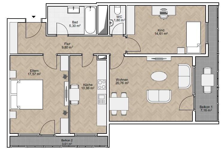 Frisch modernisierte 3-Zimmer-Wohnung mit 2 Balkonen - beste Lage & traumhafte Aussicht / 6% Rendite – Wilhelm-Hauff-Str. 22, 86161 Augsburg(Spickel-Herrenbach) – Vorschaubild 19