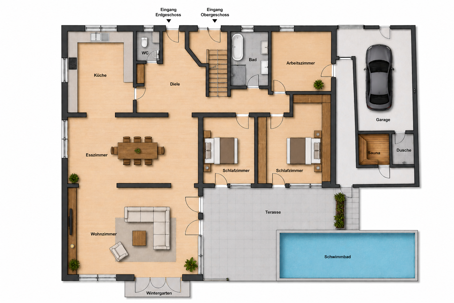 Exklusives Einfamilienhaus mit großem Garten & Pool in Karlsruhe-Durlach (Geigersberg) zu vermieten – Karlsruhe(Durlach) – Vorschaubild 22