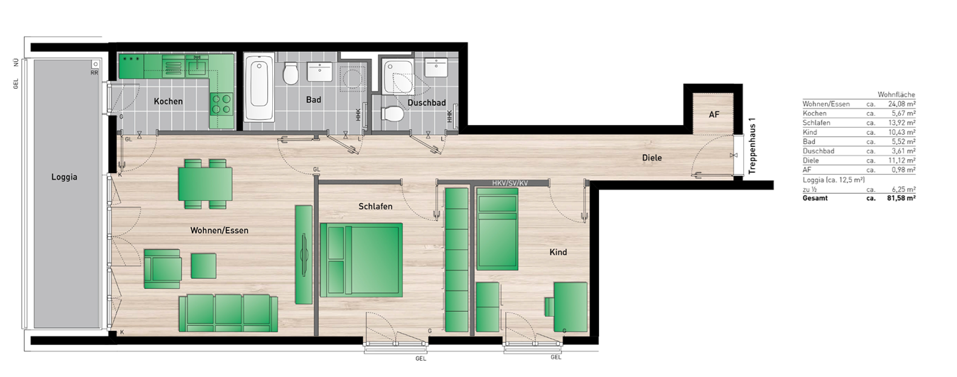 Lichtdurchflutete 3-Zimmer-Wohnung mit großzügiger Loggia und zwei Bädern – München(Obermenzing) – Vorschaubild 9