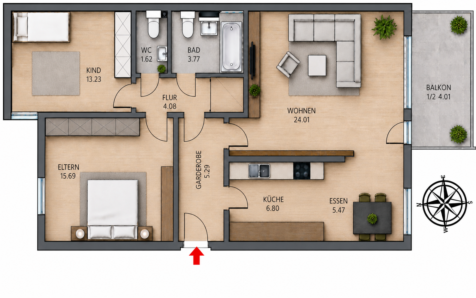 Provisionsfreie 3-Zi-Wohnung- Renoviert mit Südbalkon in der Herzogstrasse – Herzogstrasse 112, 80796 München(Schwabing) – Vorschaubild 14