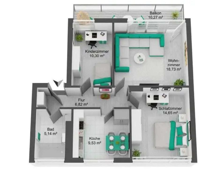 3-ZKB mit Südbalkon, Aufzug & Garage in ruhiger Lage von Koblenz-Asterstein – Koblenz – Vorschaubild 7
