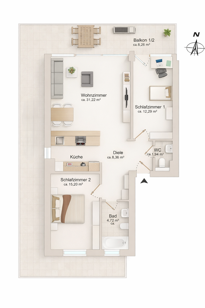 PROVISIONSFREI | Erstbezug nach Modernisierung: Penthouse Wohnung inkl. Tiefgaragenstellplatz – Saseler Chaussee 4a, 22391 Hamburg(Wellingsbüttel) – Vorschaubild 29