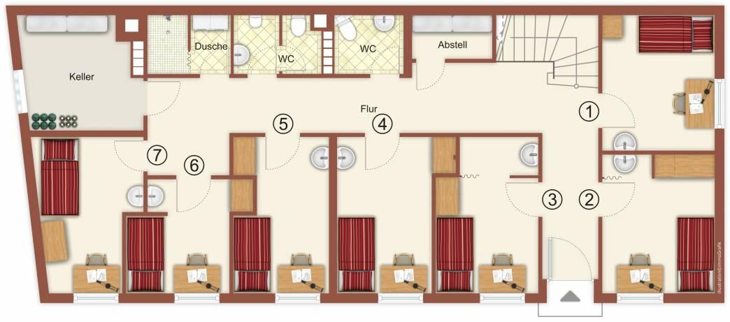 Renditestarkes Anlageobjekt in Uni-Nähe: 14 möblierte Zimmer in zentraler Lage von Würzburg – Würzburg(Sanderau) – Vorschaubild 8