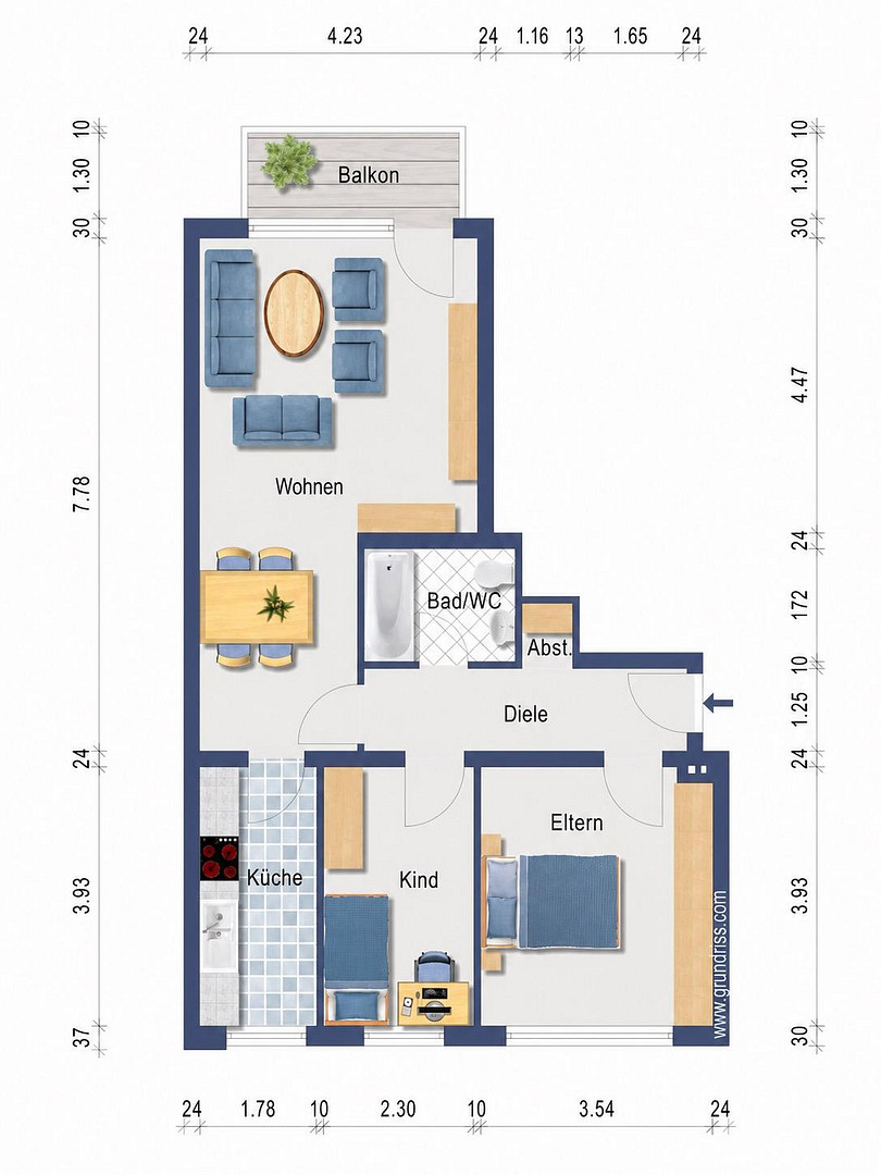Einziehen und wohlfühlen: helle 3-Zimmer-Wohnung mit Südwest-Balkon, Küche, Stellplatz – Oberbruchstraße 131, 47807 Krefeld(Fischeln) – Vorschaubild 11