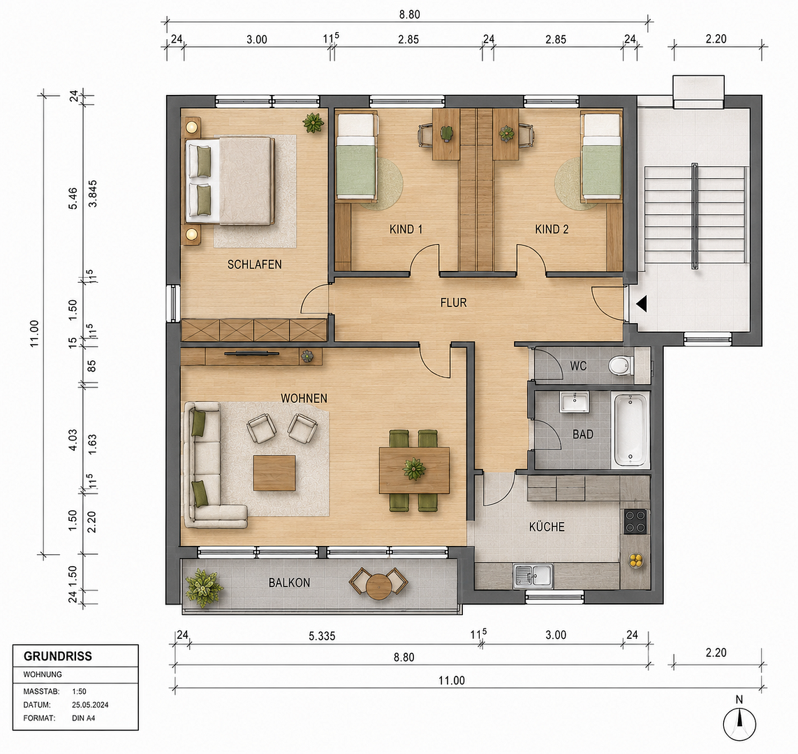 Frisch kernsanierte 3- bis 4-Zimmer-Wohnung mit großem Balkon in Ditzingen – Ditzingen – Vorschaubild 15