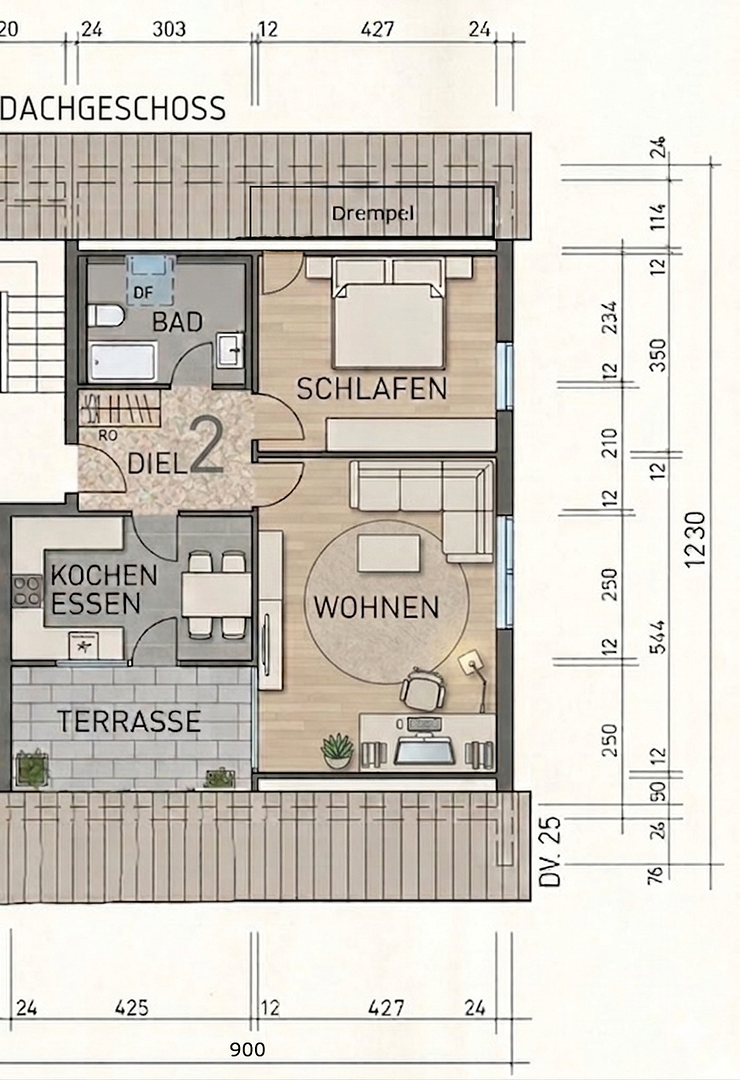 2,5-Zimmer-Dachgeschosswohnung in Baindt - komplett neu saniert - Alpenblick – Dahlienstr. 9, 88255 Baindt – Vorschaubild 2