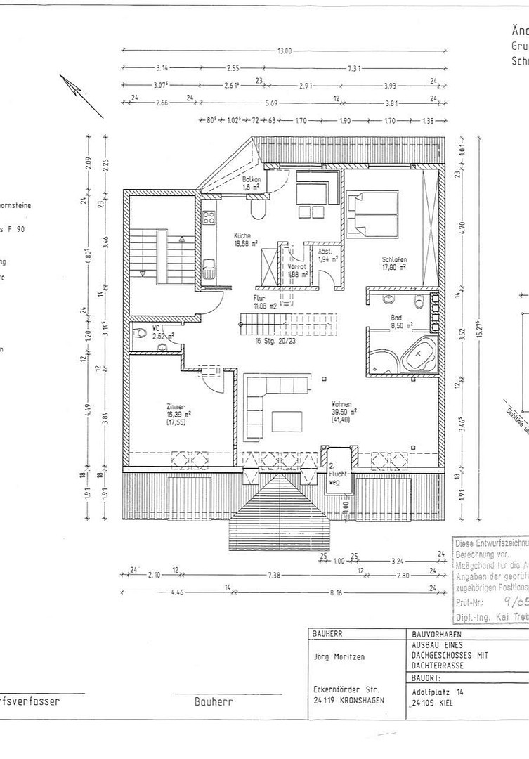 Altbau-Dachgeschosswohnung mit privater Dachterrasse am Adolfplatz — 127m², provisionsfrei – Adolfplatz 14, 24105 Kiel(Blücherplatz) – Vorschaubild 17