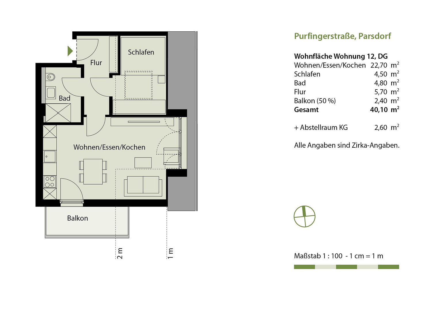 Bezugsfertig: Neubau-DG-Wohnung mit Balkon + EBK in Parsdorf bei München | KfW-40-QNG - WE 12 – Parsdorf – Vorschaubild 11