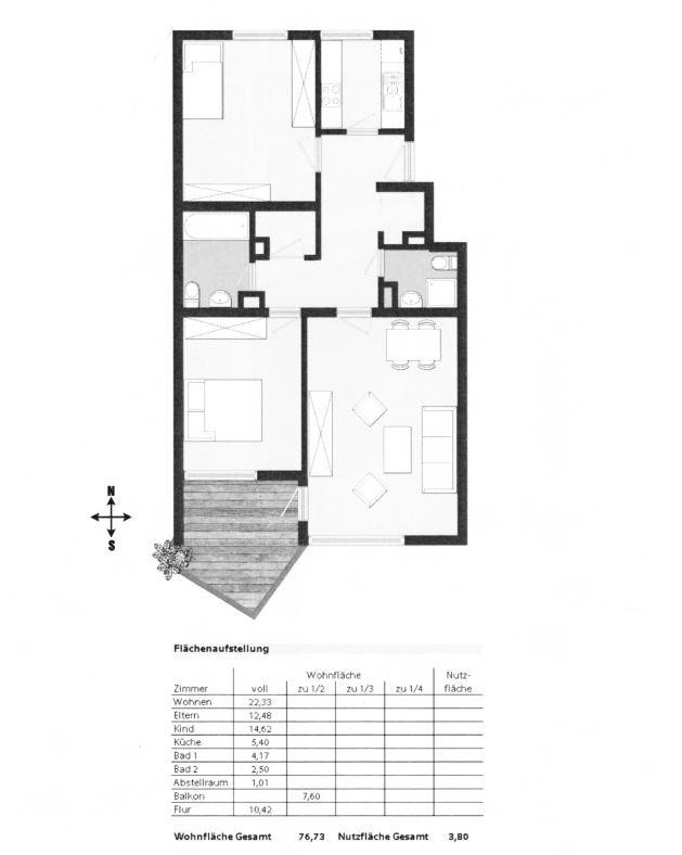 3-Zimmer-Wohnung mit Südbalkon & 2 Bädern in ruhiger Innenhoflage - Sendling Westpark – Klingerstrasse, 34 – Vorschaubild 12