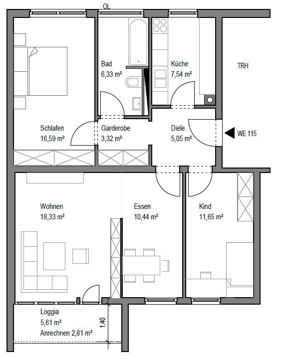 Frisch sanierte 3-Zimmer-Wohnung mit Loggia und TG in attraktiver Lage – Konrad-Adenauer-Str. 9, 82256 Fürstenfeldbruck – Vorschaubild 12