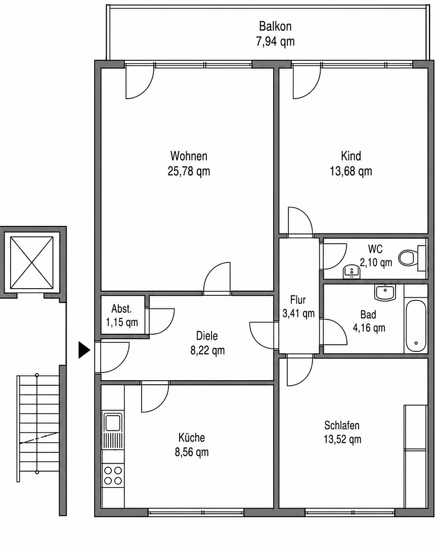 3 Zi Wohnung in Düsseldorf-Heerdt mit Balkon, Bad, Lift – Heerdter Landstr. 11, 40549 Düsseldorf(Heerdt) – Vorschaubild 12