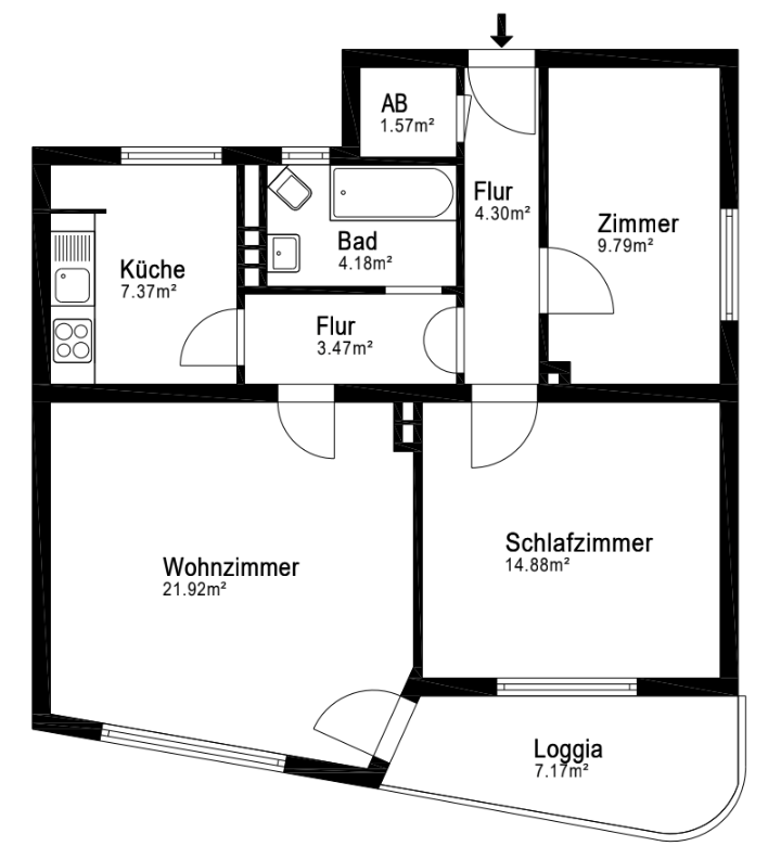 Schwachhausen: Erstbezug nach Sanierung – 3 Zimmer & Loggia – Emmastraße 80, 28213 Bremen(Schwachhausen) – Vorschaubild 7