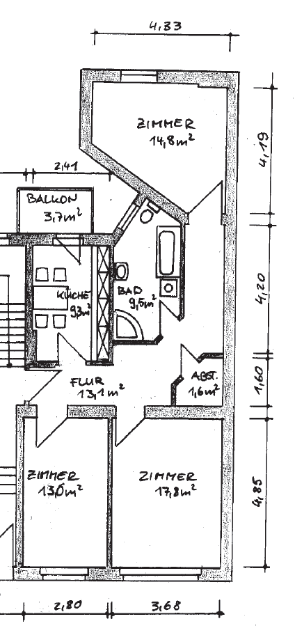 3-Raum Wohnung Neue Neustadt – Schmidtstraße 28a, 39124 Magdeburg(Neue Neustadt) – Vorschaubild 9