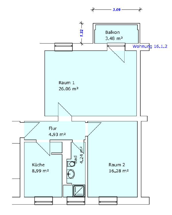 2-Raum Wohnung Stadtfeld West – Eisnerstraße 16, 39110 Magdeburg(Stadtfeld) – Vorschaubild 9