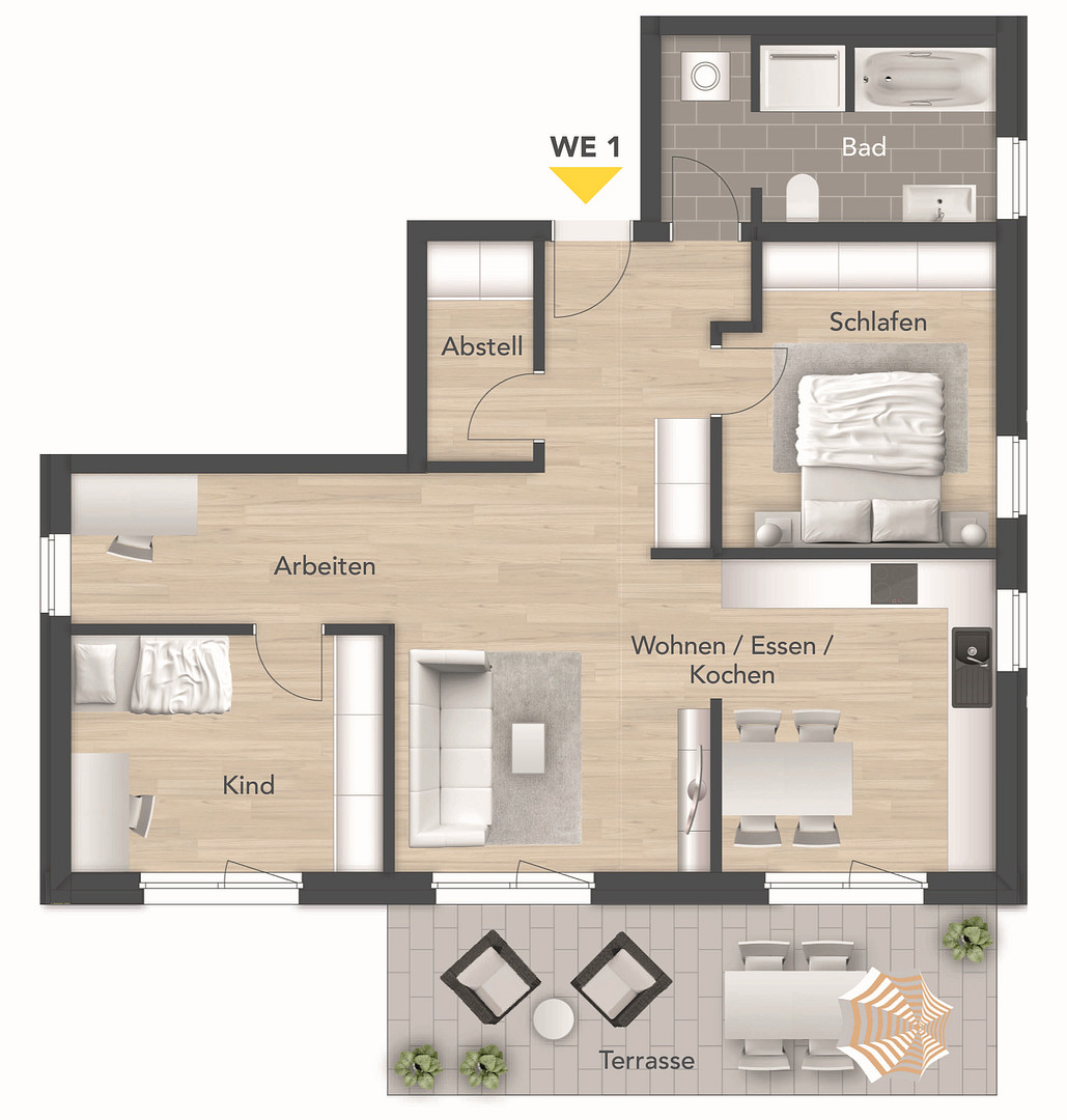 Moderne Neubauwohnung im KfW-40-Effizienzhaus – Erstbezug mit Balkon/Terrasse in Erlangen