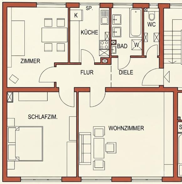 3 Zimmer Wohnung 84,0qm neu renoviert im 2. OG, ab 15.08. frei – Muggenhofer Str., 90429 Nürnberg(Eberhardshof) – Vorschaubild 6