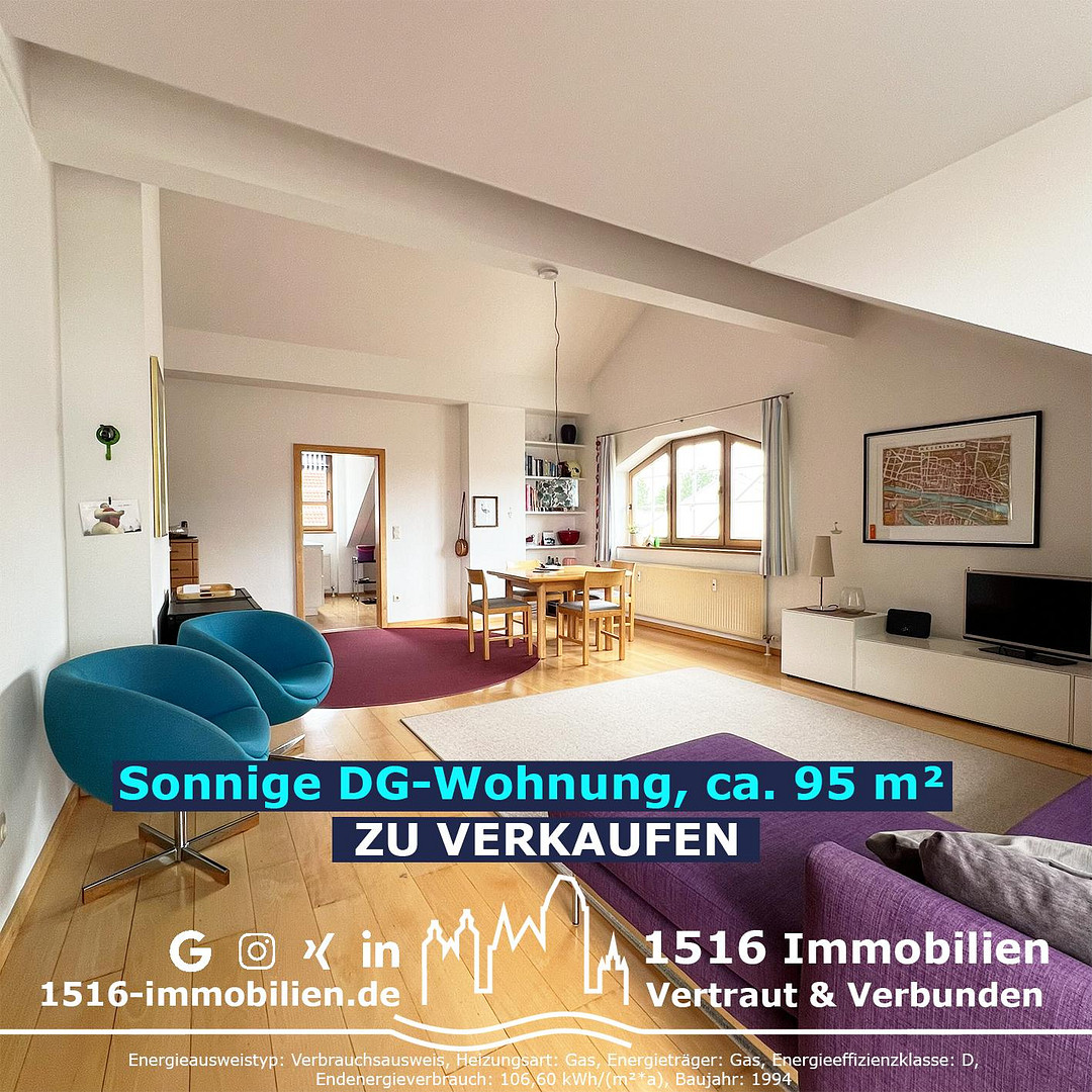 3ZKB Dachgeschosswohnung mit sonnigem Balkon