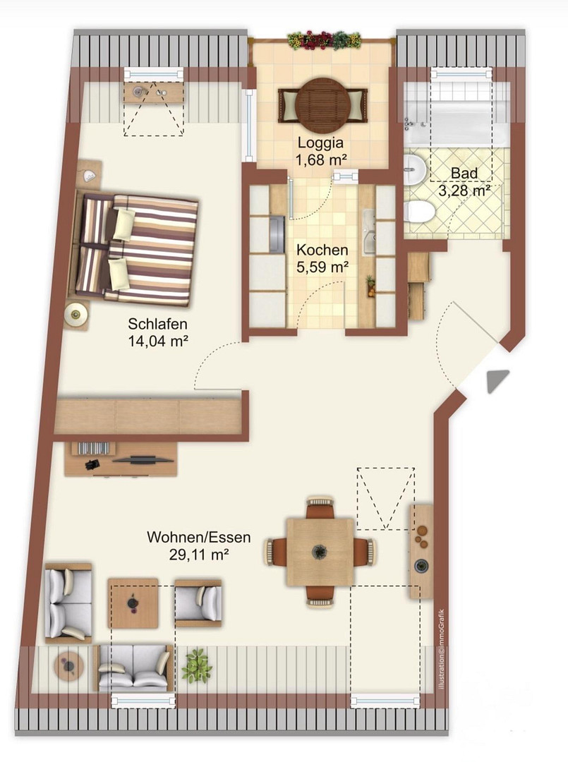 stilvolle 2-Zimmer-DG-Wohnung mit beeindruckender Raumhöhe - zentral in Mz-Kastel, von privat – Admiral-Scheer-Str. 11, 55252 Mainz-Kastel – Vorschaubild 2