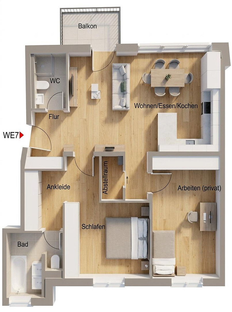 Wohnensemble im Lehel Moderne 3-Zimmer-Wohnung mit offener Wohnküche, Homeoffice und Ankleide – Lerchenfeldstraße 28, 80538 München-Altstadt-Lehel(Lehel) – Vorschaubild 10