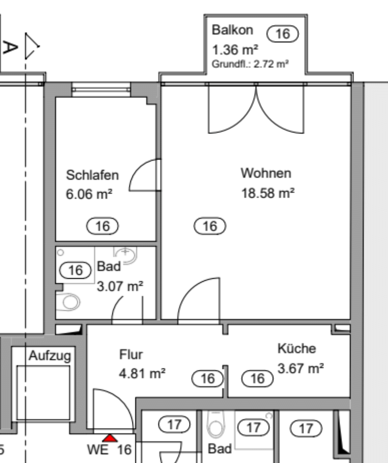 Am Conti-Campus: 1,5-Zimmer-Wohnung mit Balkon und Einbauküche – An der Christuskirche 19, 30167 Hannover(Nordstadt) – Vorschaubild 7