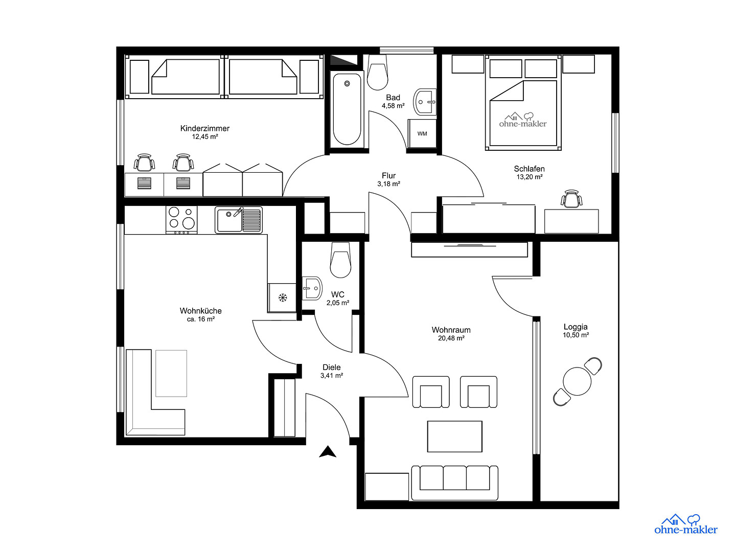 Ruhig & grün: 3-Zi. 74qm Wohnung mit SW-Loggia am Grafenberger Wald – 40629 Düsseldorf(Ludenberg) – Vorschaubild 14