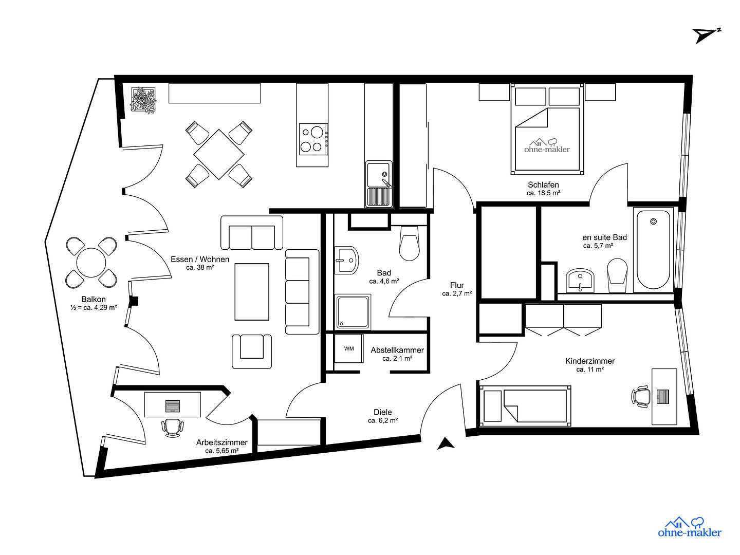 Möbliert: Moderne 4-Zimmer-Wohung in den Welfenhöfen (befristet auf zwei Jahre) – Welfenstraße 68, 81541 München(Au) – Vorschaubild 31