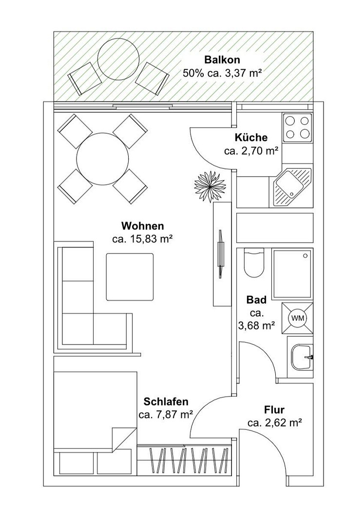 FREI Wunderschöne 1,5-Zi-Whg mit großem Balkon – 81477 München(Solln) – Vorschaubild 12