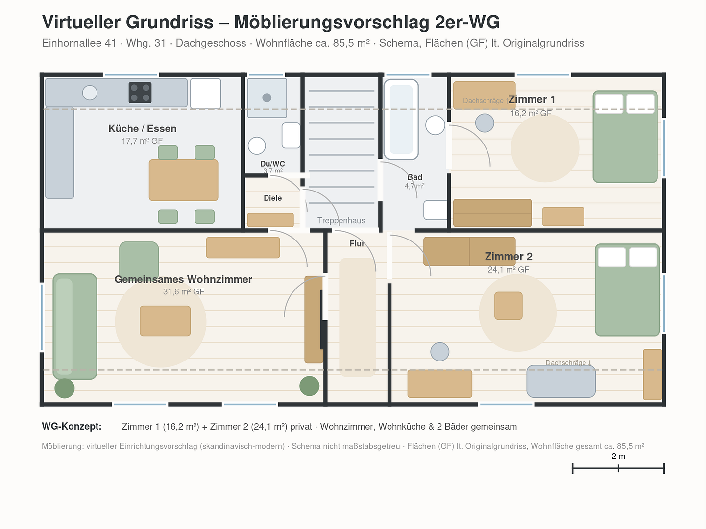 Renovierte 3-Zimmer-Dachgeschosswohnung (WG geeignet) – Einhornalle 41, 81377 München(Sendling-Westpark) – Vorschaubild 15